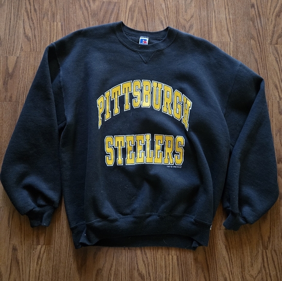 Russell Athletic Black and Gold Crewneck Sweater Vintage Pittsburgh Steelers Xl - Picture 2 of 8